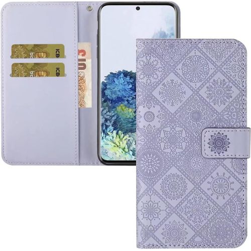 Coque Galaxy A41,Portefeuille Etui Housse Pour Samsung Galaxy A41 Coque Paillette Fleur Totem En Relief Chat Pu Cuir Flip Wallet Couverture Pour Samsung Galaxy A41,Xc Totem Purple