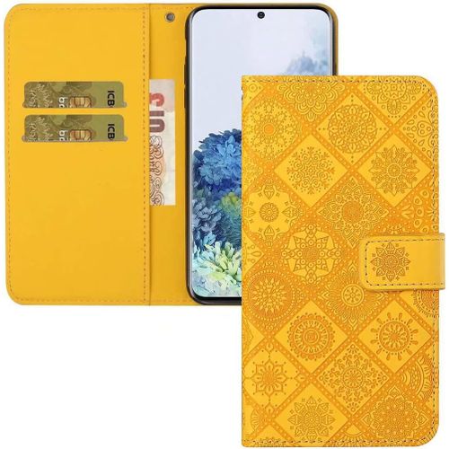 Coque Galaxy A41,Portefeuille Etui Housse Pour Samsung Galaxy A41 Coque Paillette Fleur Totem En Relief Chat Pu Cuir Flip Wallet Couverture Pour Samsung Galaxy A41,Xc Totem Yellow