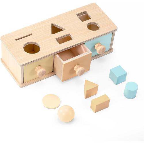 Jouet Trieur de Formes en Bois, Boîte de Permanence D'objets, Cube de Tri  de Formes Jeu Montessori Éducatifs Cadeau pour Tout-Petits Garçon Filles de  1 2 3 4 5 Ans
