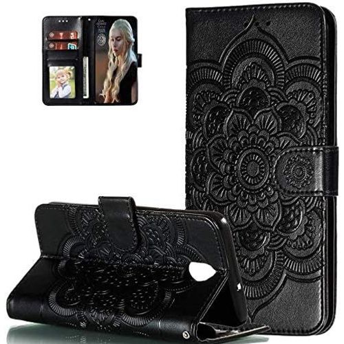 Coque Xiaomi Redmi Note 9 Pro,Portefeuille Etui Housse Pour Xiaomi Redmi Note 9 Pro Coque Gaufrage Fleur De Mandala Pu Cuir Flip Wallet Etui Couverture,Ld Mandala Black