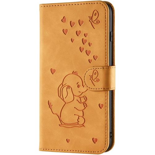 Coque Galaxy S20 Fe 5g / S20 Lite,Portefeuille Etui Housse Pour Samsung Galaxy S20 Fe 5g Coque Gaufrage Coeur Elephant Mignons Pu Flip Wallet Couverture Pour Galaxy S20 Fe 5g,Rt Orange