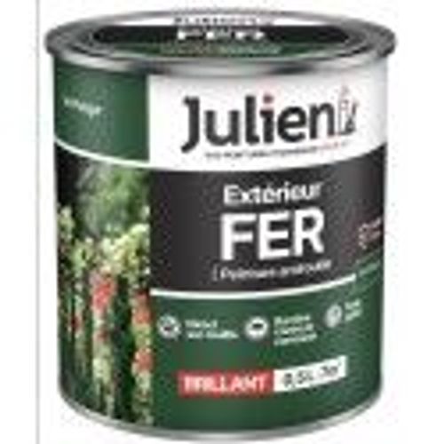 Peinture solvant fer métal anti rouille vert potager brillant 0.5L JULIEN