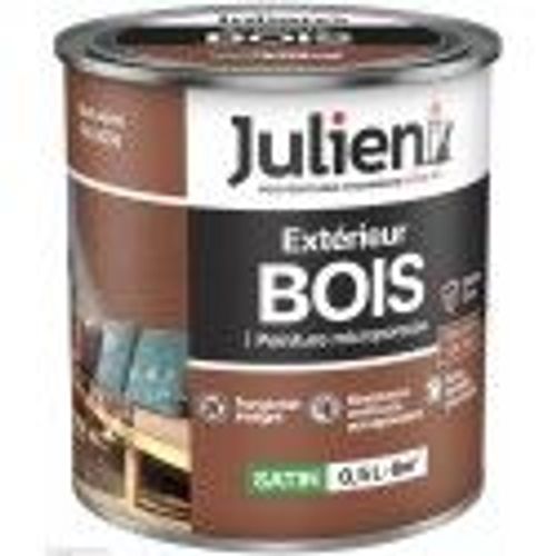Peinture solvant spécial bois marron brun cuivre satin 0.5L 12 ans JULIEN