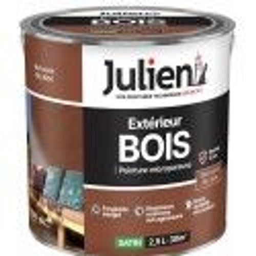 Peinture solvant spécial bois marron brun cuivre Ral 8004 satin 2.5L 12 ans JULIEN