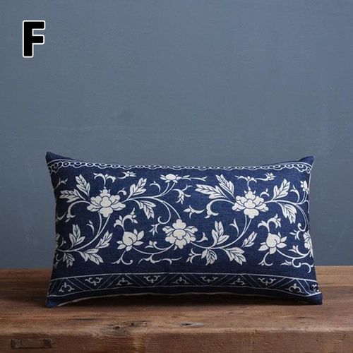 Housse De Coussin Vintage En Porcelaine Bleue Et Blanche, Décoration De La Maison, Taie D'oreiller En Lin À Fleurs, Pour Canapé