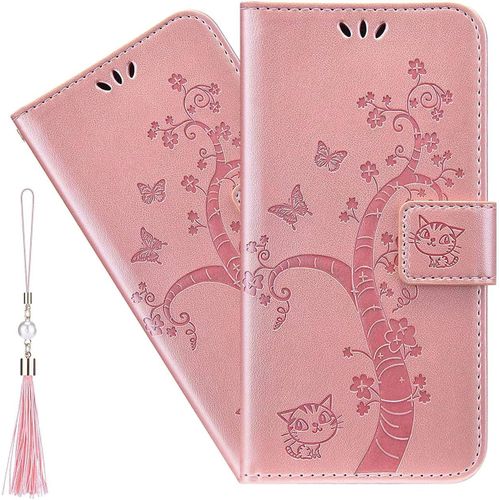 Coque Galaxy S20,Portefeuille Etui Housse Pour Samsung Galaxy S20 Coque Gaufrage Chat Papillon Pu Cuir Flip Wallet Etui Coquille Couverture Pour Samsung Galaxy S20,Yt Cat Rose