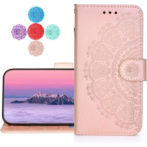 Coque Galaxy S20,Portefeuille Etui Housse Pour Samsung Galaxy S20 Coque Gaufrage Fleur De Mandala Pu Cuir Flip Wallet Etui Coquille Couverture Pour Samsung Galaxy S20,Ld Mandala2 Rose