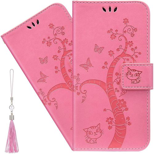Coque Galaxy S20,Portefeuille Etui Housse Pour Samsung Galaxy S20 Coque Gaufrage Chat Papillon Pu Cuir Flip Wallet Etui Coquille Couverture Pour Samsung Galaxy S20,Yt Cat Pink