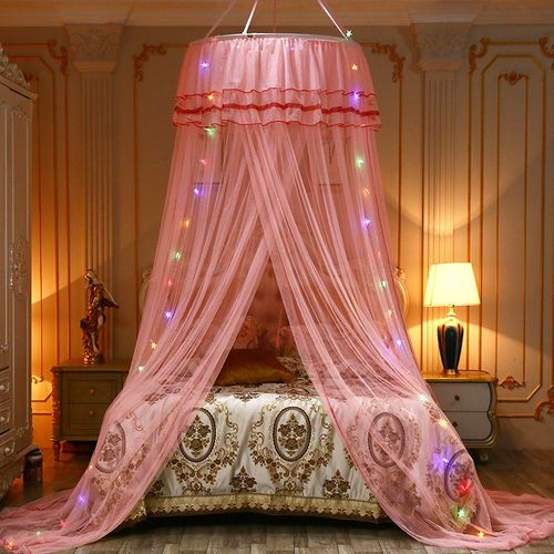 Moustiquaire Élégante En Tulle Pour Lit, Article Circulaire, Universel, Rose, Rond, Dégradé, Pour Lit Double, Queen Et King