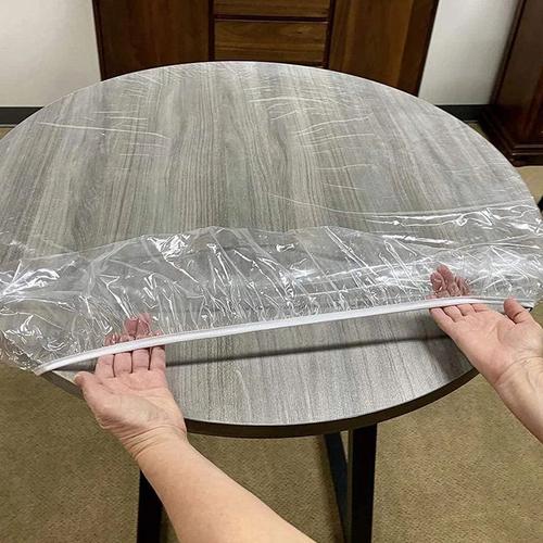 Nappe De Table Ronde Imperméable En Pvc, Tissu De Protection En Vinyle Transparent Avec Bord Élastique