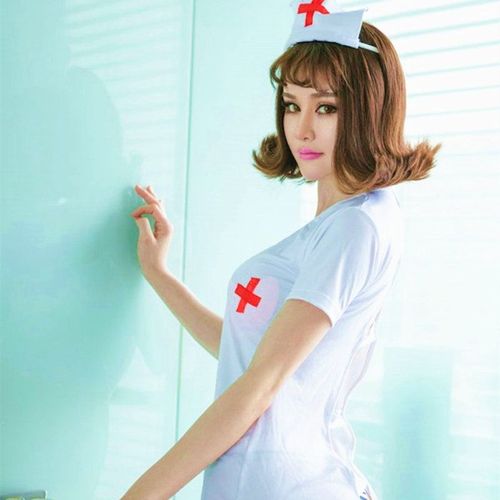 Robe D'infirmière Coquine Pour Filles, Lingerie, Candy Stripper, Sexy, Érotique, Jupe, Dos Nu, Fantaisie, Cosplay, Jeu, Ouvert, Entrejambe, Uniforme