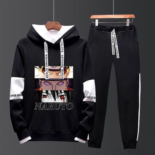 Automne Costume A Manches Longues Tendance De La Personnalité Masculine Version Coréenne Beau Pull A Capuche En Deux Pieces T-Shirt Ample Pour Jeunes Hommes