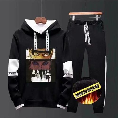 Automne Costume A Manches Longues Tendance De La Personnalité Masculine Version Coréenne Beau Pull A Capuche En Deux Pieces T-Shirt Ample Pour Jeunes Hommes