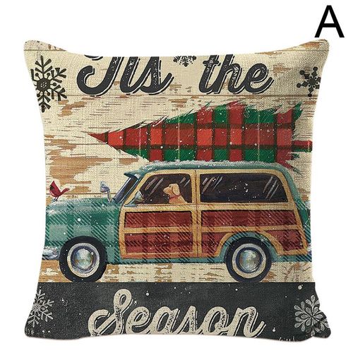 Housse De Coussin En Textile De Noël, Taie D'oreiller Imprimée En Lin Pour Canapé, Siège De Voiture, Décoration De Maison, 45x45cm