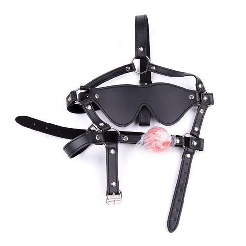 Harnais À Bouche Ouverte En Silicone/Pc, Gag En Cuir Pu, Sangles De Tête Avec Bandeau Bdsm, Esclave De Bondage, Jeux Pour Adultes, Jouets Sexuels