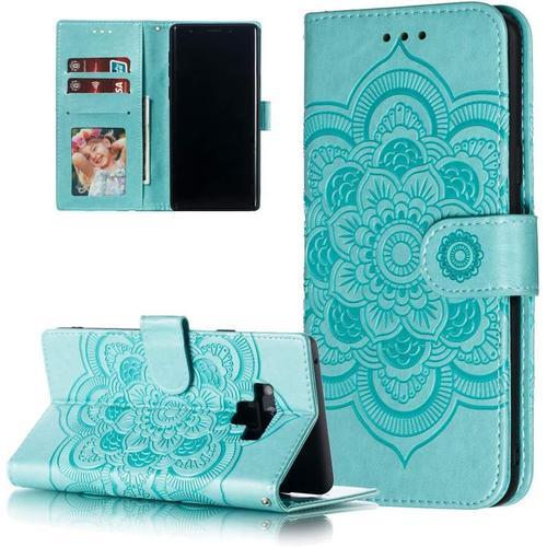 Pour Samsung Galaxy Note 9 Coque Premium Portefeuille Ultramince Antichoc Flip Magnétique Rétro Étui Bumper Housse En Cuir Pour Samsung Galaxy Note 9 Green Mandala Ld.