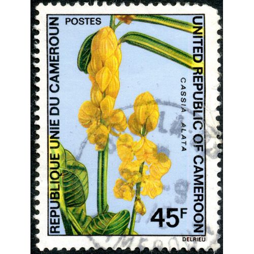 Timbre Oblitéré République Unie Du Cameroun, Postes, Cassia Alata, 45 F