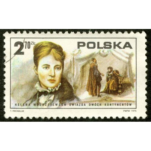 Timbre Oblitéré Polska, Helena Modrzejewska Gwiazda Dwoch Kontynentow, 1975, 2,70 Zl, Michaluk