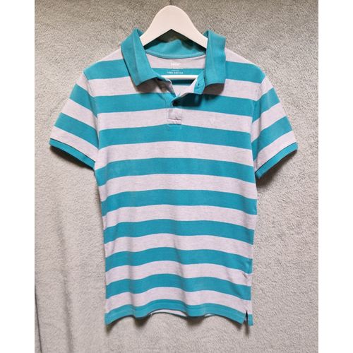 Polo Rayé Gris Et Bleu Célio Taille M