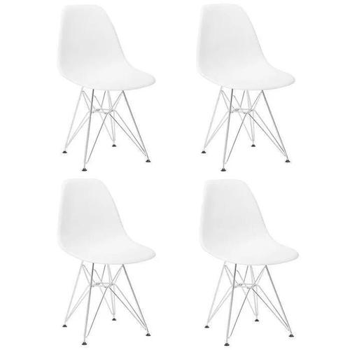 Dowisdoly Lot De 4 Chaises De Salle À Manger,Chaises De Style Moderne Avec Pieds En Métal(Blanc)