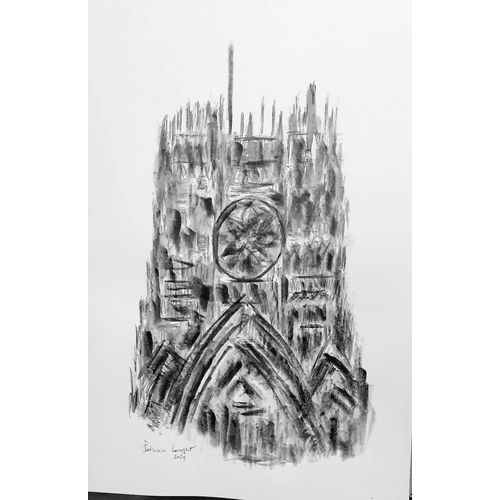 Cathédrale D'amiens Encre Sur Papier Format A4, Artiste Peintre Coté. Envoi Sécurisé
