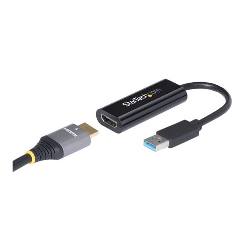 StarTech.com Adaptateur USB vers HDMI - Carte graphique externe - USB 3.0 - Slim - 1080p - Adaptateur multi-écrans - Câble adaptateur - Conformité TAA - USB type A mâle pour HDMI femelle - 19 cm...