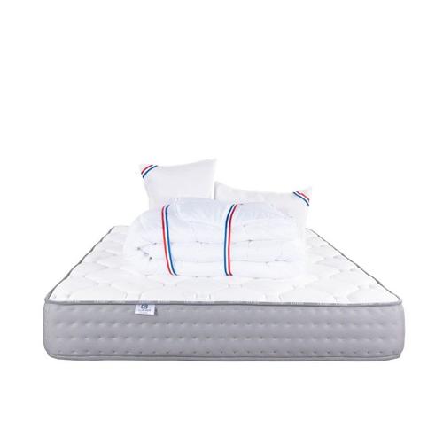 Matelas Zen (20 Cm), Couette Et Oreiller Mousse Haute Densité, Ferme, Face Été/Hiver - Blanc, 180x200cm