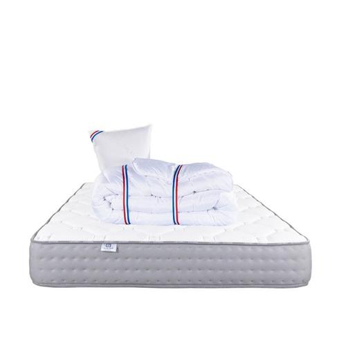 Matelas Zen (20 Cm), Couette Et Oreiller Mousse Haute Densité, Ferme, Face Été/Hiver - Blanc, 90x190cm