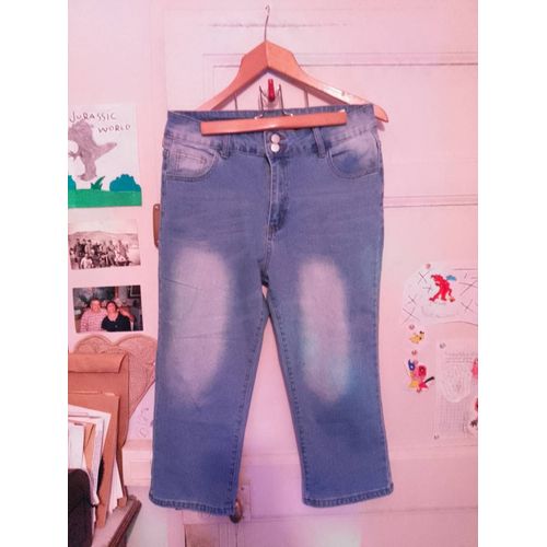 Pantacourt En Jean Bleu Clair 42 Xl Neuf.