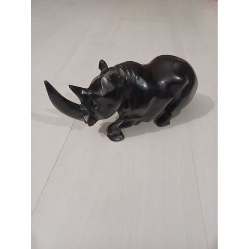 Figurine de Rhinocéros en Bois massif Noir