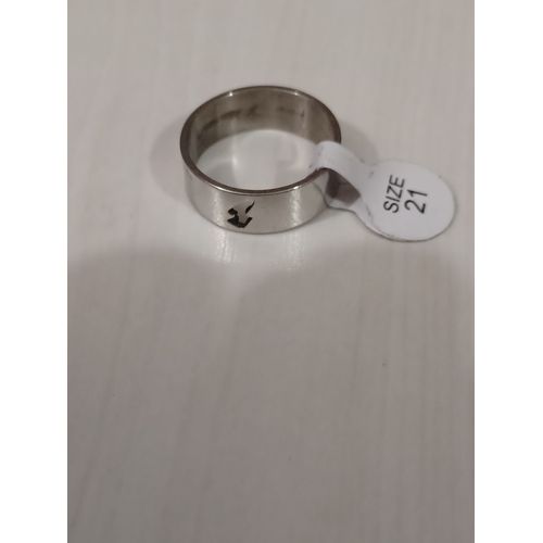 Bague En Acier Inoxydable,Metal Argenté,Gravure Eclair,Taille 21