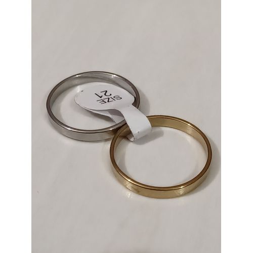 Bagues En Acier Inoxydable,Double Anneau Simple Argenté Et Doré,Taille 21