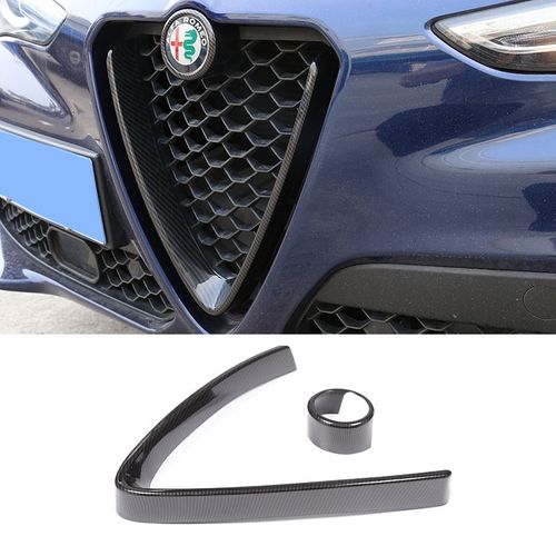 Autocollant En Fiber De Carbone,Pour Alfa Romeo Stelvio 2017 ¿ 2020,Accessoires De Voiture,Calandre Avant,Cadre En V,Garniture De Décoration - Type Carbon Fiber-2pcs
