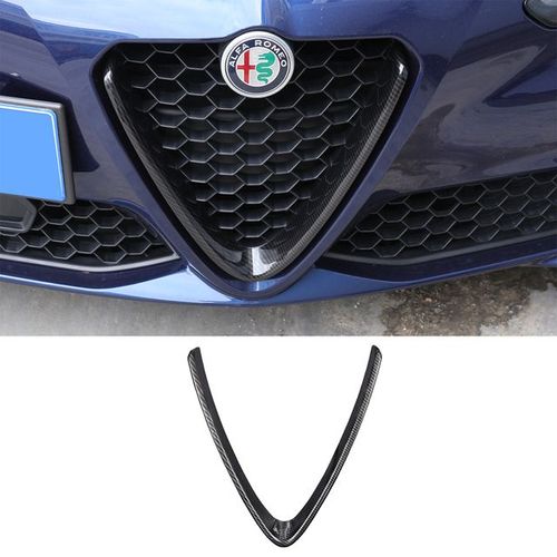 Autocollant En Fiber De Carbone,Pour Alfa Romeo Stelvio 2017 ¿ 2020,Accessoires De Voiture,Calandre Avant,Cadre En V,Garniture De Décoration - Type Carbon Fiber-1pcs #B