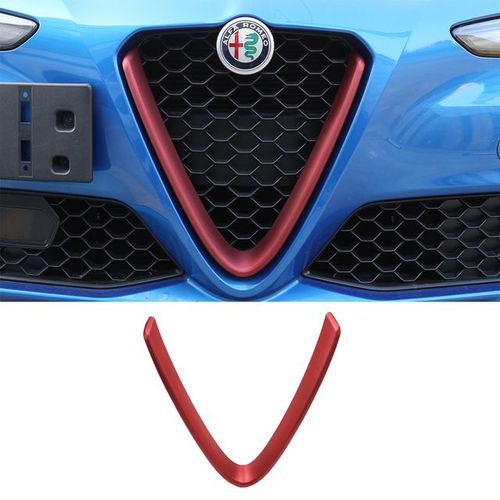 Autocollant En Fiber De Carbone,Pour Alfa Romeo Stelvio 2017 ¿ 2020,Accessoires De Voiture,Calandre Avant,Cadre En V,Garniture De Décoration - Type Red-1pcs #B
