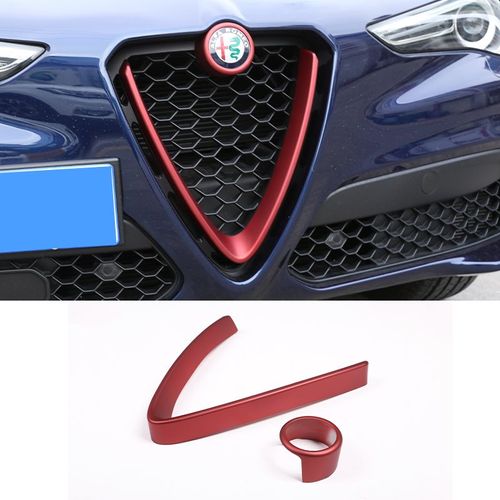 Autocollant En Fiber De Carbone,Pour Alfa Romeo Stelvio 2017 ¿ 2020,Accessoires De Voiture,Calandre Avant,Cadre En V,Garniture De Décoration - Type Red-2pcs