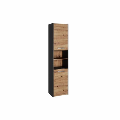 Pisa - Armoire De Salle De Bains Style Moderne -170x40x30cm - Meuble Colonne De Rangement Sdb - Gris&chêne