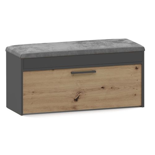 Parmi - Meuble À Chaussures Style Scandinave Entrée - 100x35x49 - Banc Avec Rangement - Gris&chêne