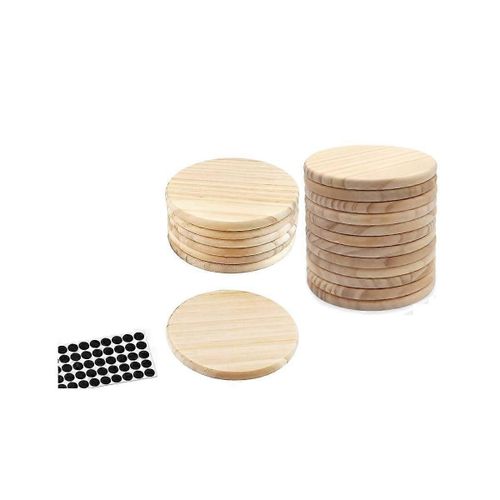 20 Pcs Sous-Verres En Bois Inachevés, Sous-Verres En Bois Blancs Ronds De 4 Pouces Pour L¿Artisanat Avec Point De Silicium Non