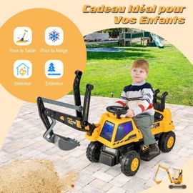 Pelleteuse Pour Enfants - Costway - Pelle Rotative Et Réglable - Lumières Led - Musique Et Klaxon