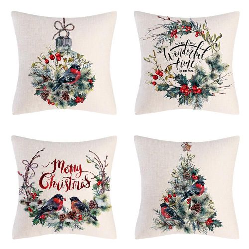 Housse De Coussin Carrée Pour Canapé 18x18 Pouces, 4 Pièces, Décoration Pour La Maison, Fête De Noël, Automne