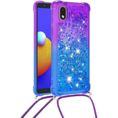 Coque Glitter Liquide Pour Samsung Galaxy J6 Plus Avec Cordon Collier Réglable Brillante Paillette Quicksands Case Housse Silicone Antichoc Lanyard Protection Bumper Pour Smartphone