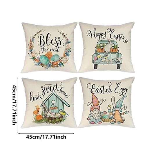 Housse De Coussin De Pâques En Forme De Lapin, Taie D'oreiller Pour Salon, Canapé, Décoration De Pâques, 4 Pièces