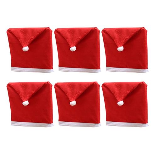 Housses De Chaises De Noël Pour Père Noël, 6 Pièces, Décoration, Rouge