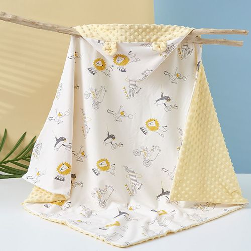 Le Lion Couverture Bebe Coton Biologique,95x95cm, Couverture Nomade Bébé À Double Face Pour Garçon Et Fille