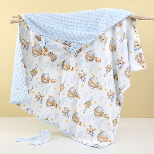 Bleu Couverture Bebe Coton Biologique,95x95cm, Couverture Nomade Bébé À Double Face Pour Garçon Et Fille