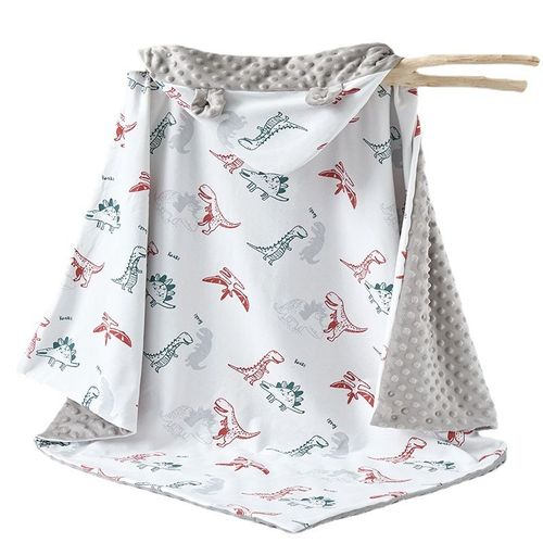 Dinosaures Couverture Bebe Coton Biologique,95x95cm, Couverture Nomade Bébé À Double Face Pour Garçon Et Fille