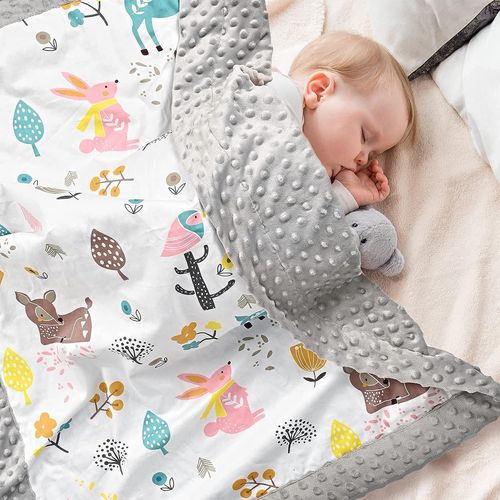Couverture Bebe Coton Biologique, 75x110cm, Couverture Nomade Bébé À Double Face Pour Garçon Et Fille
