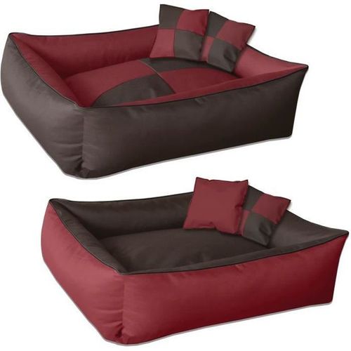 Beddog Max Quattro 2en1, Lit Pour Chien , Panier Corbeille, Coussin De Chien [Xl Env. 100x85cm, Sultan (Rouge/Brun)]