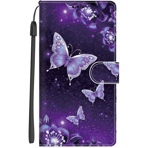 Coque Pour Samsung Galaxy J5 2016 / J510 Protection Pochette Housse Motif Pu Etui En Cuir Portefeuille Flip Case Magnetique Etui A Rabat Antichoc Fente Carte Support Cover, Papillon Violet